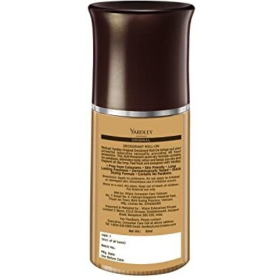 Yardley London Original Deodorant Roll-On| 48-Hours Long Lasting Scent| Men S Body Deodorant| Roll-On For For Men| Masculine Fragrance| 50Ml