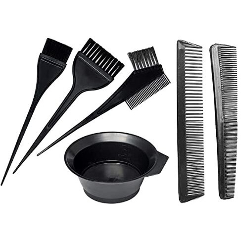Winkelen Plastic Brush With Bowl, Color Mixing Bowl Set With 2 Pcs Hair Dye Brush Set, Colouring Kit For Salon And Home Use For Men And Women (4 Kit+2Pcs Comb), 200 Ml, Yellow