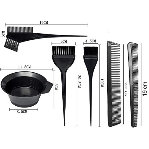 Winkelen Plastic Brush With Bowl, Color Mixing Bowl Set With 2 Pcs Hair Dye Brush Set, Colouring Kit For Salon And Home Use For Men And Women (4 Kit+2Pcs Comb), 200 Ml, Yellow