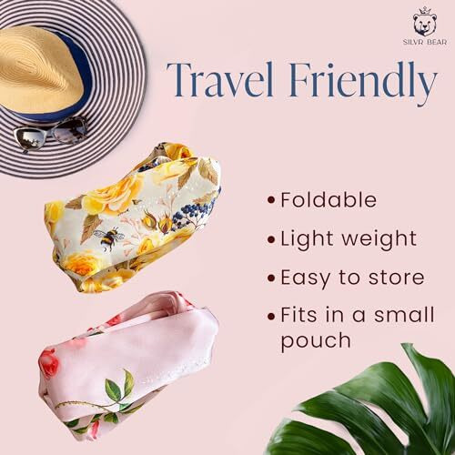 Silvr Bear Luxury Satin Hairband | Pack Of 2 | Aesthetic Turban Hairband Korean Style Twisted Cross Knot Head Band For Women | Fabric Elastic Hair Band For Women (Floral Roses For Women & Teens)