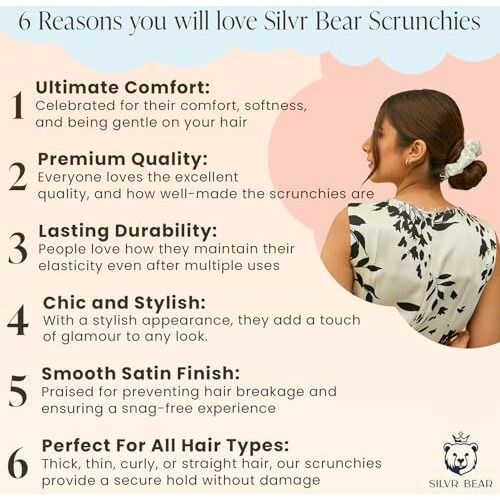 Silvr Bear Premium Satin Scrunchies For Women/Girls | Pack Of 10 | Anti-Hair-Breakage Hair Ties, Scrunchy For Women, Best Gift For Sister, Friend, Mom | Same Colors As Pic (Pastel 10)