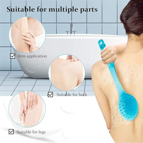 Electomania Handled Body Bath Shower Back Brush Massager Spa Scrubber 1 Piece ( Blue )