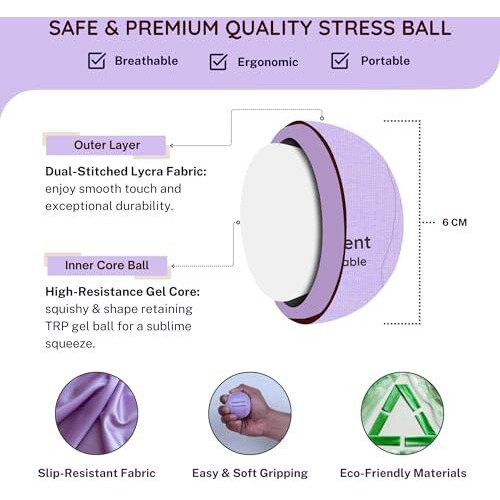 Unwynnd Stress Balls For Adults - Hand Exercise Ball For Stress Relief, Carpal Tunnel, & Arthritis For Hand Grip Strengthening - Anxiety Relief Physio Ball Fidget - Hard (1 Pcs) (Purple)