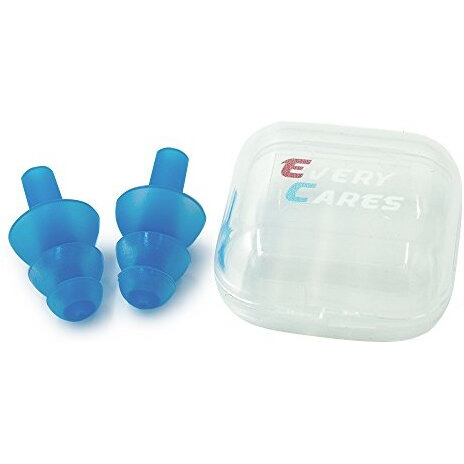 Every Cares Silicone Swimming Earplugs, 6 Pairs, Comfortable, Waterproof, Ear Plugs For Swimming And Showering, With Case (Blue)