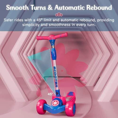 Staranddaisy Glider Scooter For Kids 6-12 Years / 3 Wheel Skating Scooter Boys & Girls With Pu Light Up Led Wheels, 5 Level Adjustable Height And Easy To Fold (Red & Blue)