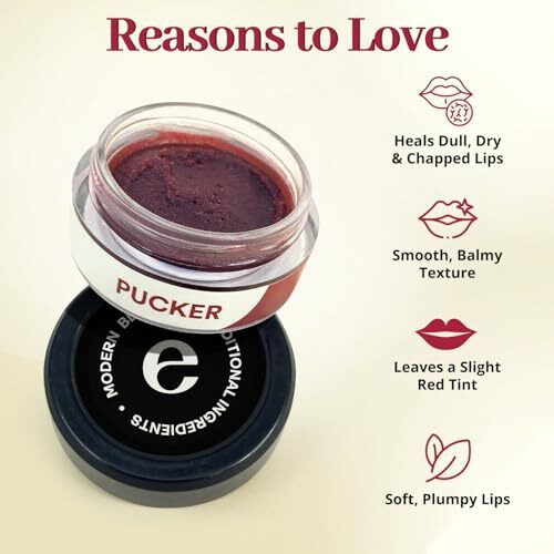 Enn Pucker Hydrating Lip Balm/Mask For Dark Lips, Brightening Dark Lips, Tinted Lip Balm For Women & Men For Dry & Chapped Lips, 7Gm