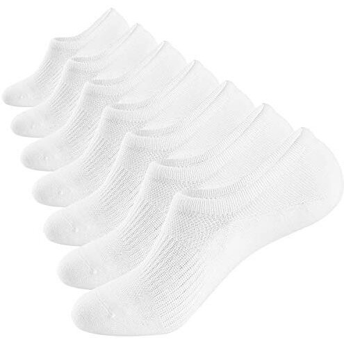 Wander No Show Socks Mens 7 Pairs Cotton Thin Non Slip Low Cut Mens Invisible Casual Socks (7White, Size 9-11)