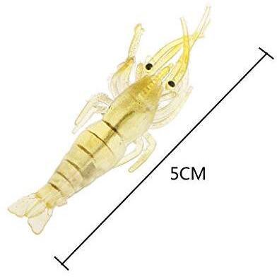 Electomania Shrimp Fishing Simulation Soft Prawn Lure Hook Tackle Bait Lures For Bream Bass Flathead Whiting Snapper (Green Yellow), 5Pcs