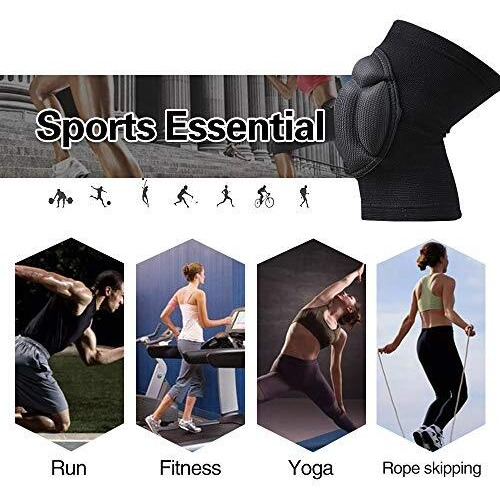 Electomania 1 Pair Knee Pads Thick Sponge Collision Avoidance Kneeling Kneepad Outdoor Climbing Sports Riding Protector Protection (Black)