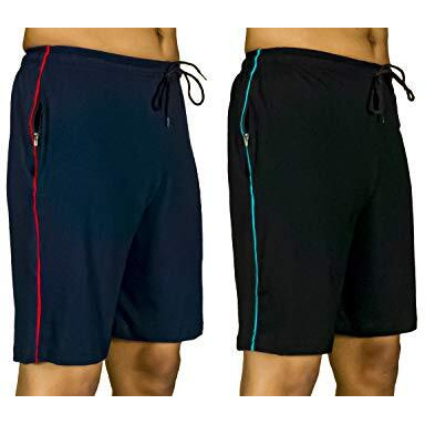 0-Degree Men's Regular Fit Shorts With Zip Pocket Black Navy