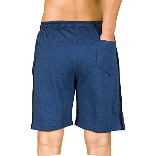 0-Degree Men's Regular Fit Shorts With Zip Pocket 34-36 Inch Waist Blue Melange