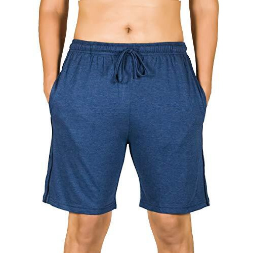 0-Degree Men's Regular Fit Shorts With Zip Pocket 34-36 Inch Waist Blue Melange