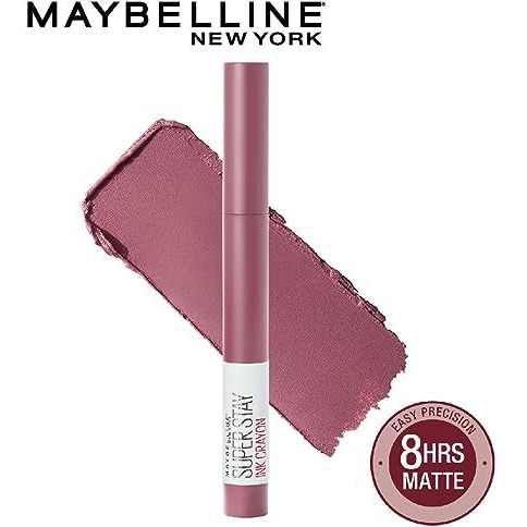 Maybelline New York Lipstick, Matte Finish, Long-Lasting, Intense Colour, Superstay Crayon Lipstick, 25 Stay Exceptional, 1.2G