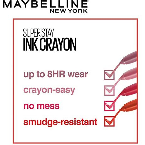 Maybelline New York Lipstick, Matte Finish, Long-Lasting, Intense Colour, Superstay Crayon Lipstick, 25 Stay Exceptional, 1.2G
