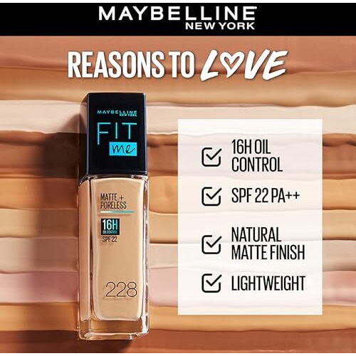 Maybelline New York Liquid Foundation, Matte Finish, With Spf, Absorbs Oil, Fit Me Matte + Poreless, 115 Ivory, 30Ml