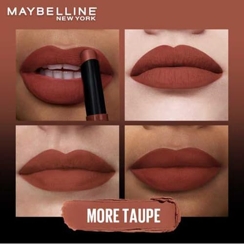 Maybelline New York Lipstick, Matte Finish, Bold Colour, Enriched With Jojoba Oil, Color Sensational Ultimattes, 799 More Taupe, 1.7 G