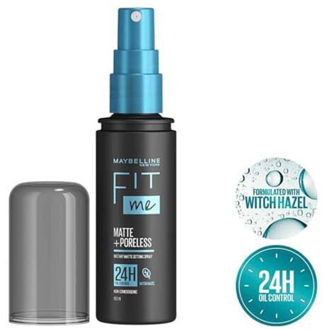 Maybelline New York Setting Spray, Transfer-Proof, 24H Oil-Control Formula With Witch Hazel, Fit Me Matte + Poreless, 60 Ml