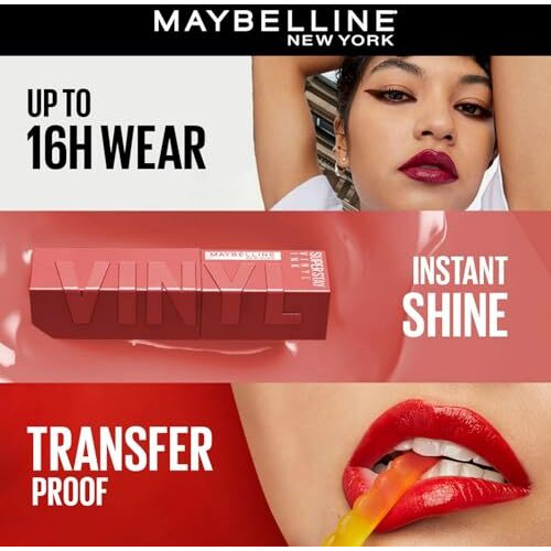 Maybelline New York Superstay Vinyl Ink Liquid Lipstick - Lippy, Instant Shine & Transfer Proof. Superstay Vinyl Ink Liquid Lipstick Last Up To 16Hr, Enriched With Vitamin E & Aloe | 4.2Ml
