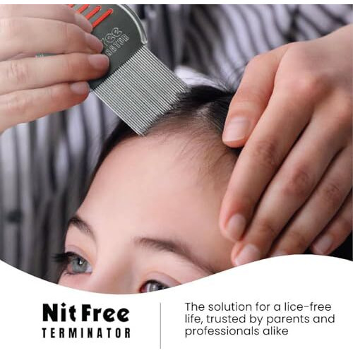 Nit Free Terminator Lice Comb, Professional Stainless Steel Louse And Nit Comb For Head Lice Treatment, Removes Nits (2022 New Model)