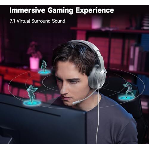 Edifier Hecate G30 Ii Wired Gaming Over Ear Headset, 7.1 Virtual Surround Sound Gaming Headphones With Detachable Noise Cancelling Microphone For Pc/Mac/Ps4/Ps5, Rgb Lighting
