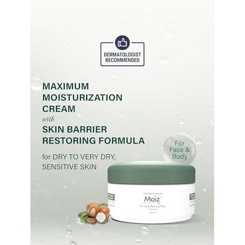 Moiz Mm Skin Barrier Restoring Cream | For Very Dry & Sensitive Skin | Shea Butter & Vitamin E | Dermatologically Tested