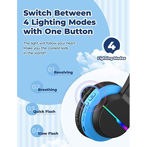 Iclever Bluetooth Headphones With Mic, Headphones For Kids With 74/85/94Db Volume Limited Over The Ear Headset, 40H Playtime, Bluetooth 5.0, Bth12 Headphones For Boys Children Headphones, Blue&Black