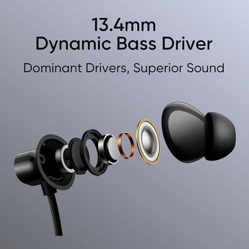 Realme Buds Wireless 3 Neo In Ear Bluetooth Neckband With 13.4 Mm Dynamic Bass Boost Driver,Upto 32 Hours Playback,Fast Charge,Ai Enc,45Ms Low Latency,Ip55 Dust&Water Resistannt&Bluetooth V 5.4 Black