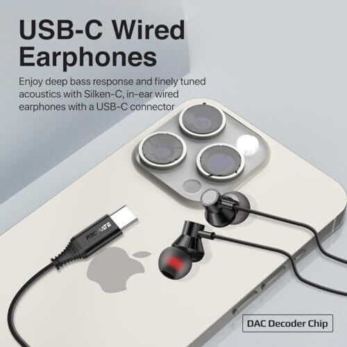 Promate Silken-C Usb-C Earbuds, Premium Comfort-Fit Type-C In-Ear Earphones With In-Built Microphone, Anti-Tangle Cable, Hands-Free Calling And Button Controls For Usb Type-C Enabled Devices.Black