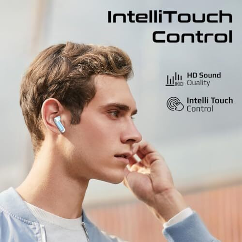 Promate Transpods Tws In Ear Earbuds With Mic,True Wireless Earphones With Bluetooth V5.3,13Mm Dynamic Drivers,26Hr Playback,Intelligent Touch Controls,350Mah Battery Capacity And 50 Hrs Standby,Blue