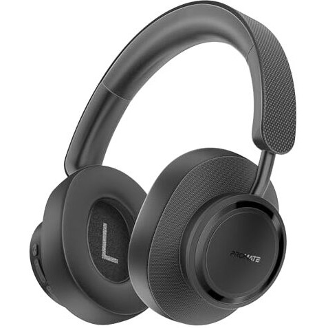 Promate High Fidelity On-Ear Wireless Headphones, 12-Hour Playtime, Cushioned Earpads, Adjustable Headband, Takt - Bluetooth Over-Ear Headphones For Music, Calls, And Comfort