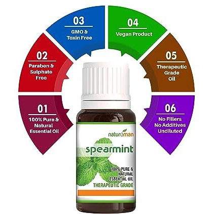 Naturoman Spearmint Essential Oil | For Skin, Hair, Face & Body | Natural & Pure | Suitable For All Skin Types | Multipurpose | Therapeutic Grade | Pack Of 1 | 15 Ml