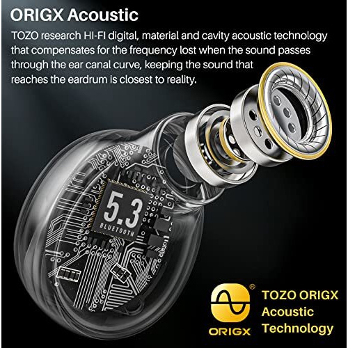 Tozo T10 Bluetooth 5.3 Wireless Earbuds With Wireless Charging Case Ipx8 Waterproof Stereo Headphones In Ear Built In Mic Headset Premium Sound With Deep Bass For Sport Khaki