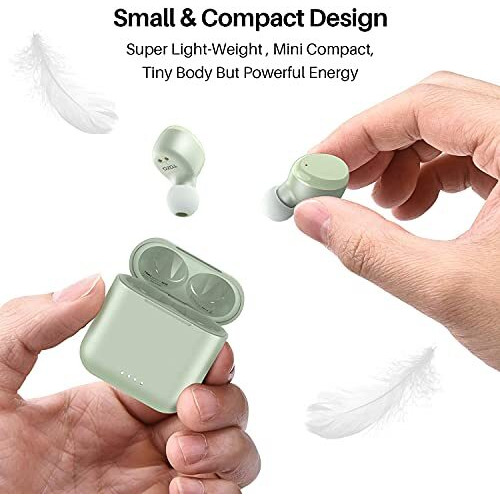 Tozo T6 True Wireless Earbuds Bluetooth 5.3 Headphones 45H Playtime With Wireless Charging Case, Ipx8 Waterproof, Origx Premium Sound Tech, Touch Control In-Ear Earphones Deep Bass With Mic Green
