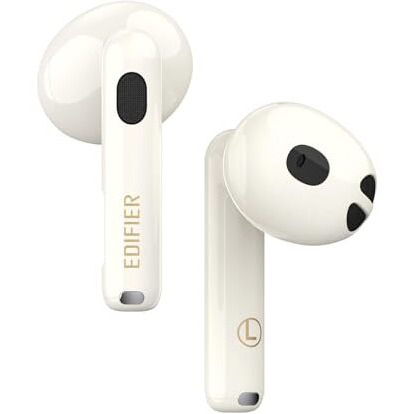 Edifier W320Tn Adaptive Active Noise Cancelling Earbuds, 6 Microphones Ai Call Noise Cancellation, In Ear Detection, Ip54, Bluetooth 5.3 - Ivory