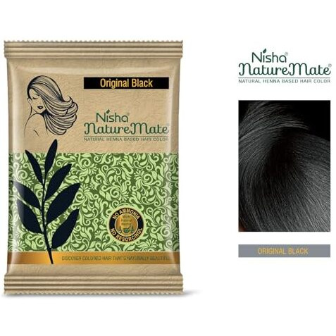 Nisha Nature Mate Henna Based Hair Color Powder Without Ammonia Natural Hair Colour For Women & Men 10Gm Pack Of 10 (Original Black)