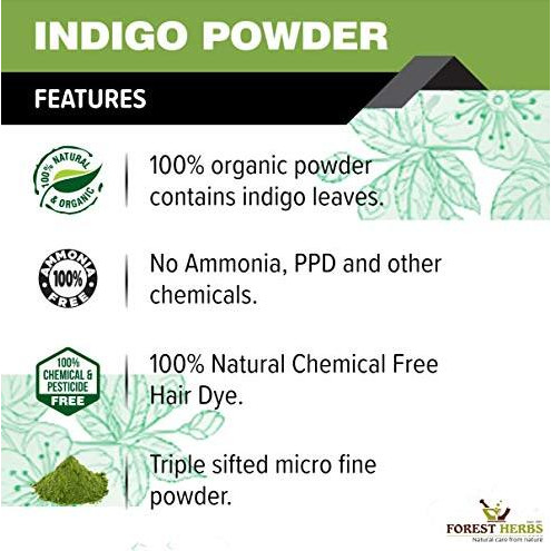 The Forest Herbs Natural Care From Nature Indigo Leaves Powder, 200G (Pack Of 1) Organic For Hair Colour Black (200G (Pack Of 1)