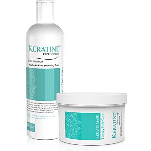 Keratine Professional Sulphate Free Smooth Shampoo And Mask | For Dry & Damaged Hair | Hair Repair Mask | (Combo Pack) 500Ml Each