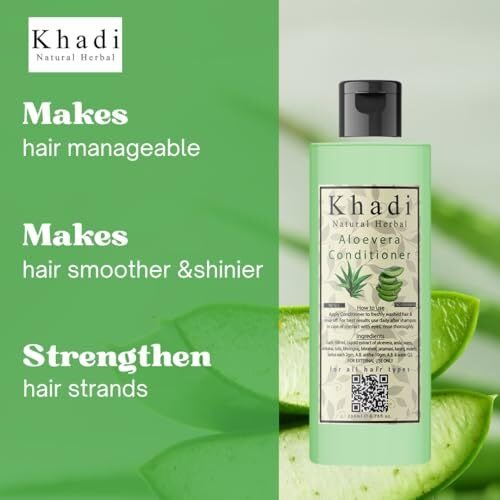 Khadi Natural Herbal Aloevera Conditioner For Hair Growth | Suitable For Curly, Dry And Frizzy Hair - Controls Hair Fall | Parben And Sls & Chemical Free Conditioner For Men Women 200Ml,1 Count
