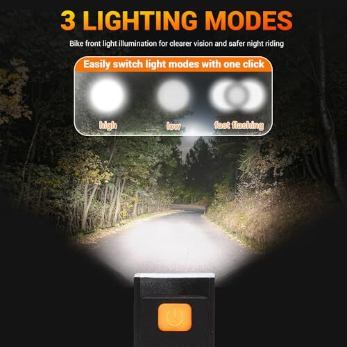 Victgoal Cycle Light Type-C Rechargeable Front Light For Cycle Waterproof High Bright Anti-Glare Bicycle Light With 3 Lighting Modes For Night Riding (Black)