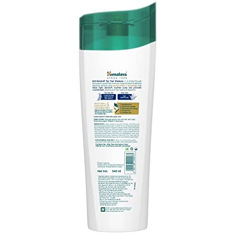 Himalaya Anti-Dandruff Tea Tree Shampoo, Removes Up To 100% Dandruff, Soothes Scalp & Nourishes Hair, With Tea Tree Oil And Aloe Vera, For Men And Women, 340Ml