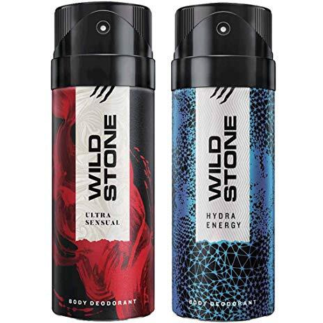 Wild Stone Ultra Sensual And Hydra Energy Deodorants Spray For Men, Pack Of 2 (150Ml Each)