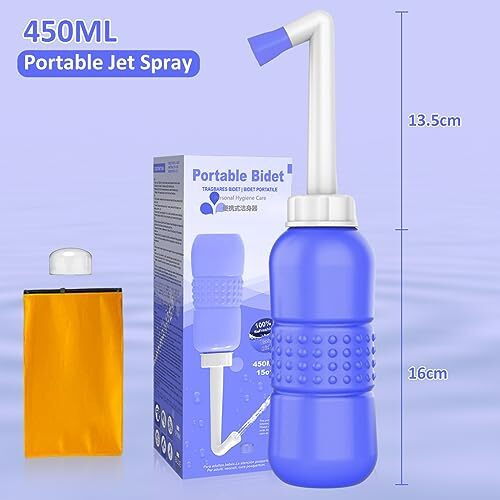 450Ml Eva Portable Handheld Travel Bidet Spray Bottle For Personal Hygiene Care (26 X 7 X 7Cm, Blue)