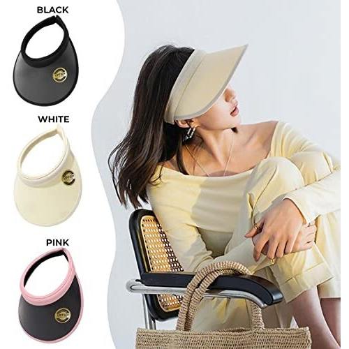 Xforce Plaza Polyester Upf 50+ Summer Sun Visors For Women - Fashion Sun Visor Wide Brim Sport Beach Hat Uv Protection Baseball Golf Tennis Cap (White)