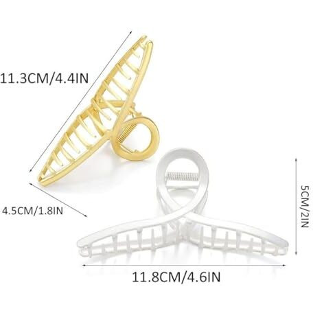 Neouth Big Hair Claw Clips Gold Shark Barrette Metal Hair Clamps Strong Hold Barrette Large Hair Accessories For Women And Girls (2 Pieces)