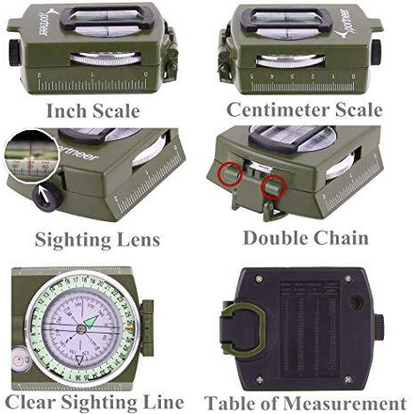 Home Buy High Accuracy Waterproof Military Compass With Carrying Bag Lensatic Sighting Waterproof And Shakeproof Compass Army Green Suitable For Camping Hiking (Green)