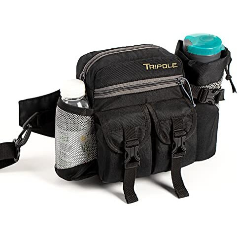 Tripole Waist Pack With Detachable Bottle Holder - Multi-Utility Waist And Sling Bag For Hiking, Cycling, And Backpacking (Black)