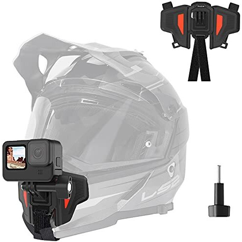 Telesin Upgraded Motorcycle Helmet Chin Mount For Gopro Max Hero 10 9 8 7 One R One X Dji Osmo Action Pocket Cellphone & More Action Camera,With Go Pro Mount Adapter Screw Accessories,Silicone-Orange