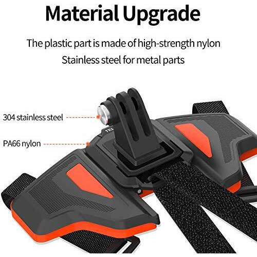 Telesin Upgraded Motorcycle Helmet Chin Mount For Gopro Max Hero 10 9 8 7 One R One X Dji Osmo Action Pocket Cellphone & More Action Camera,With Go Pro Mount Adapter Screw Accessories,Silicone-Orange