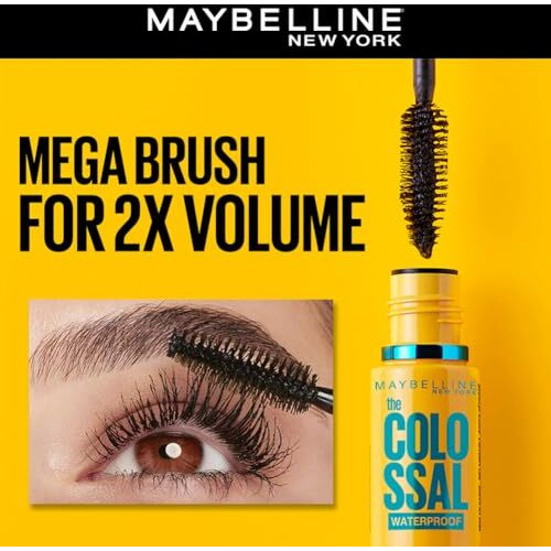 Maybelline New York Mascara, Volumizing & Lengthening, Waterproof, Black, Volume Express Colossal, 10Ml