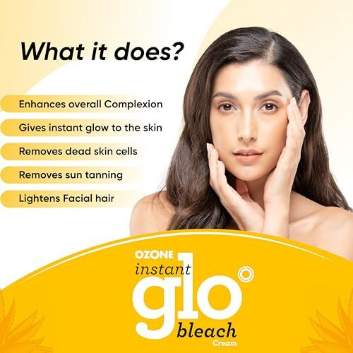 Ozone Instant Glo Bleach Cream | Aloe Vera & Turmeric Infused | Quick & Effective Brightening For Men & Women | 250G
